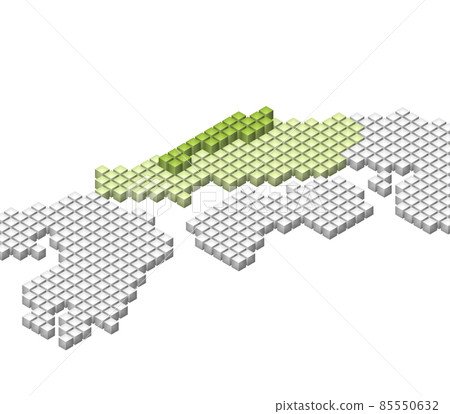 3D Japanese map of Cube Dot, Chugoku region,... - Stock Illustration ...