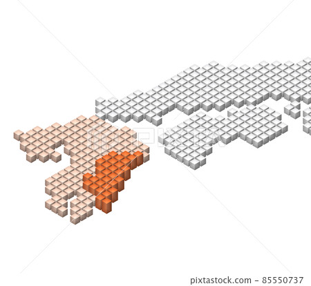 Cube Dot 3D Japanese Map Kyushu Miyazaki - Stock Illustration [85550737 ...