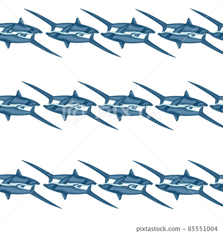 Thresher shark seamless pattern in scandinavian style. Marine animals background. Vector illustration for children funny textile. Thresher shark seamless pattern in scandinavian style. Marine animals background. Vector illustration for children funny textile. 85551004