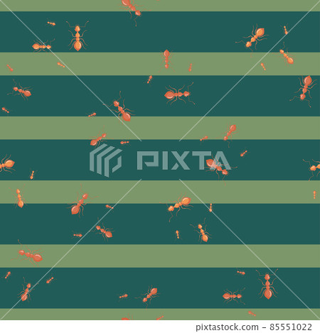 Ants seamless pattern. Insects on colorful background. Vector illustration for textile 85551022