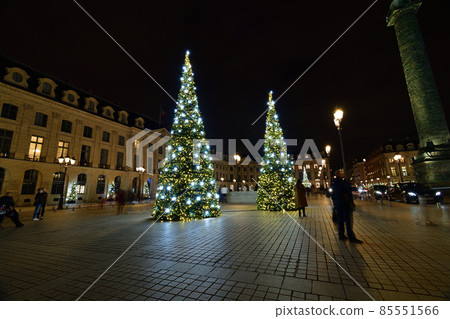 Place Vendome with a Christmas tree in Paris, France. Taken on December 30, 2021. 85551566