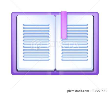3D open book vector icon, paper hardcover diary isolated on white, notebook top view clipart. 3D open book vector icon, paper hardcover diary isolated on white, notebook top view clipart. 85551569