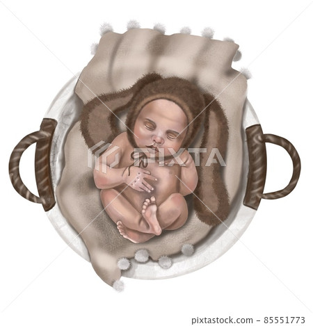 African American baby newborn. watercolor illustration of a baby in a cute costume 85551773