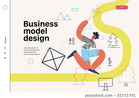 Startup illustration, website landing template. Concept of building new business Startup illustration, website landing template. Concept of building new business 85551791