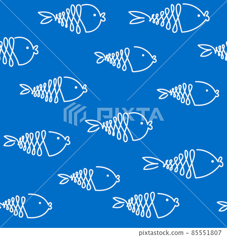 Fishes seamless pattern on blue. Super tuna Fishes seamless pattern on blue. Super tuna 85551807