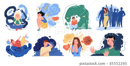 People with mental problem, paranoia feeling set 85552293