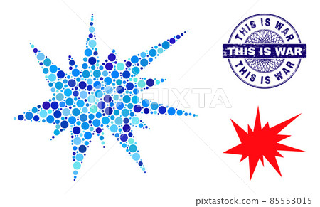 Distress THIS IS WAR Round Guilloche Stamp and Boom Collage Icon of Round Dots 85553015