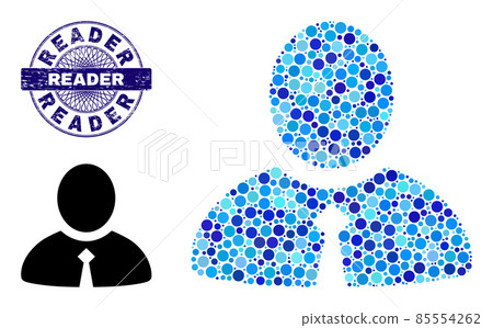 Textured READER Round Guilloche Seal and Clerk Composition Icon of Round Dots 85554262