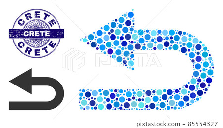 Distress CRETE Round Guilloche Stamp and Turn Left Composition Icon of Round Dots Distress CRETE Round Guilloche Stamp and Turn Left Composition Icon of Round Dots 85554327