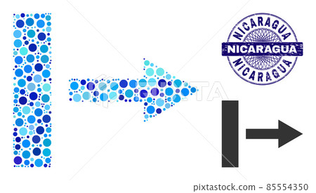 Scratched NICARAGUA Round Guilloche Seal Stamp and Pull Right Composition Icon of Round Dots 85554350