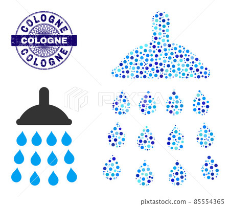 Distress COLOGNE Round Guilloche Seal Stamp and Shower Mosaic Icon of Round Dots Distress COLOGNE Round Guilloche Seal Stamp and Shower Mosaic Icon of Round Dots 85554365