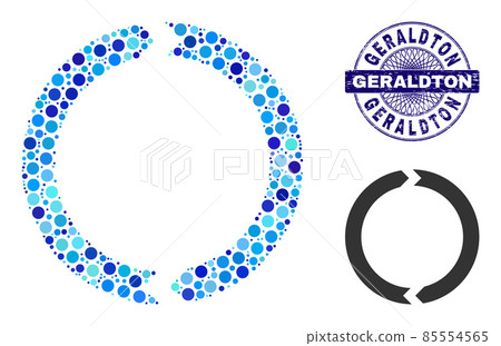 Textured GERALDTON Round Guilloche Stamp and Rotation Collage Icon of Round Dots 85554565