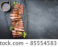 Traditional American barbecue dry aged flank steak 85554583