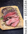barbecue dry aged sliced roast beef steak  85554584