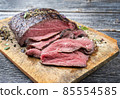 barbecue dry aged sliced roast beef steak  85554585