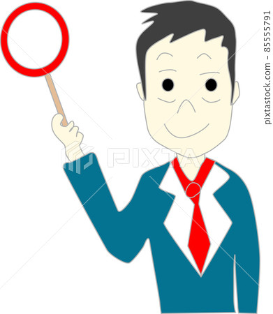 Illustration material of a man with a circle mark Illustration material of a man with a circle mark 85555791