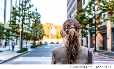 Rear view of a young business woman walking in Tokyo Marunouchi Rear view of a young business woman walking in Tokyo Marunouchi 85556154
