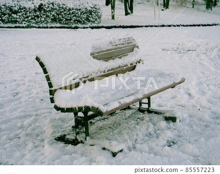 有雪的公園長椅 有雪的公園長椅 85557223