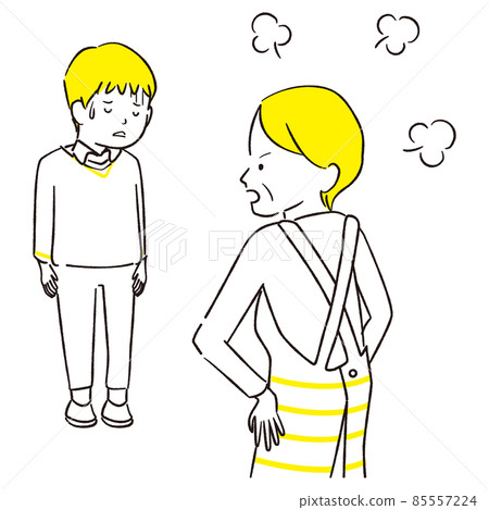 手繪1color男孩被穿圍裙的女人罵 手繪1color男孩被穿圍裙的女人罵 85557224
