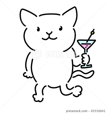 Loose illustration of a cat with a cocktail Loose illustration of a cat with a cocktail 85558841