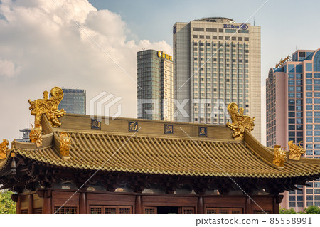 Historic Jingan Buddhist Temple in Shanghai, China 85558991