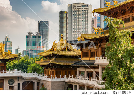 Historic Jingan Buddhist Temple in Shanghai, China 85558999
