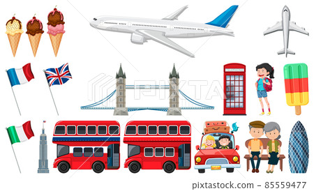 Set of summer vacation objects and elements 85559477