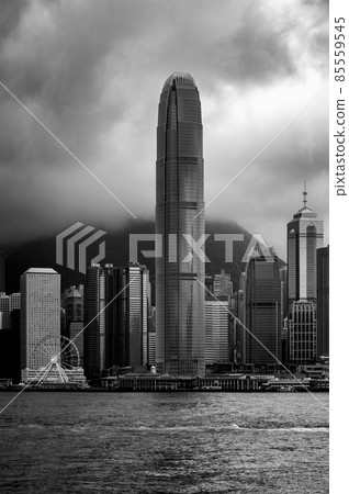 Iconic Hong Kong city skyline, view from Tsim Sha Tsui Promenade 85559545