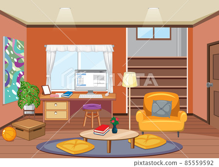 Interior design of workspace in living room Interior design of workspace in living room 85559592