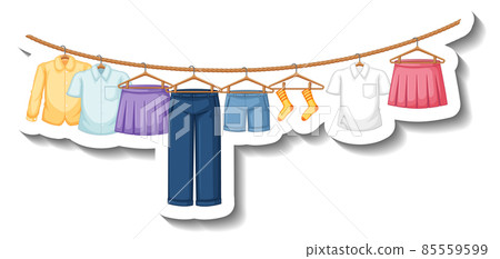 Clothes hanging on clothesline 85559599