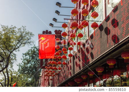 National flag of China in the street in Beijing for National day of China 85559810