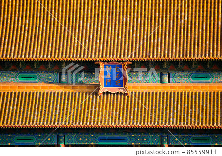 Artistic details on the roof of the Forbidden City in Beijing, China Artistic details on the roof of the Forbidden City in Beijing, China 85559911