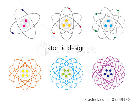 原子和電子,符號標記,五顏六色 原子和電子,符號標記,五顏六色 85559980