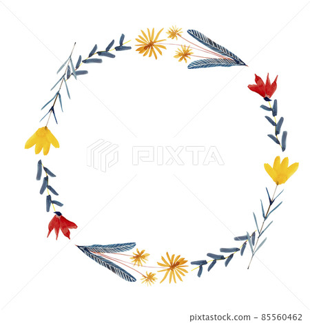 Spring flower frame watercolor illustration - Stock Illustration ...