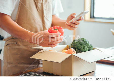 硬紙板蔬菜和男人（智能手機） 85561130