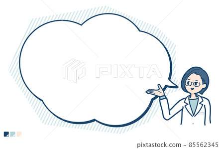Illustration that a female doctor in a white coat explains with a balloon 85562345