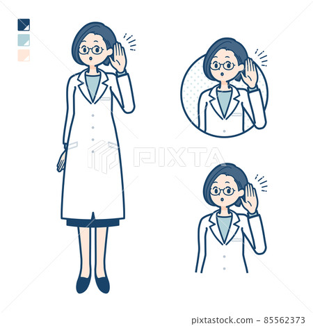 Illustration of a female doctor in a white coat listening 85562373