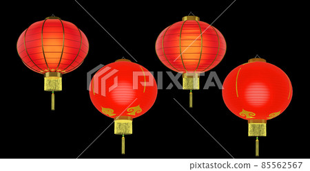 Chinese new year lanterns for celebration on darkbackground. 3D rendering. Chinese new year lanterns for celebration on darkbackground. 3D rendering. 85562567