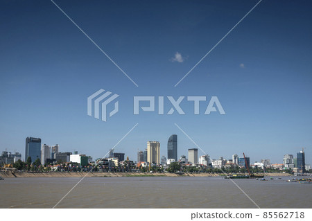 Phnom Penh city riverside skyline modern buildings in Cambodia 85562718