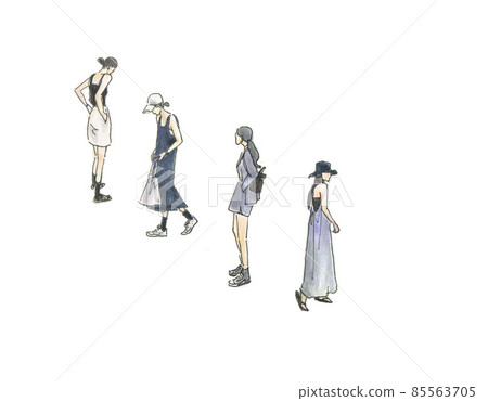 4 female illustrations 85563705