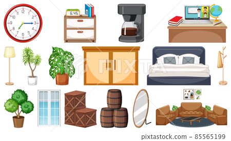 Set of interior furniture and decorations 85565199