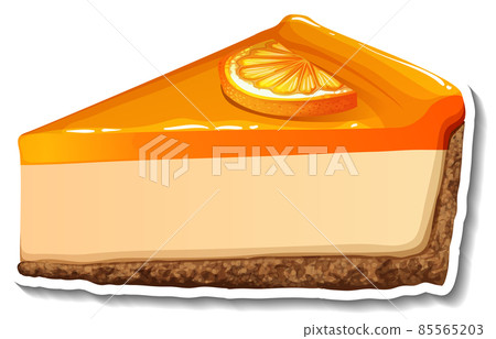 A piece of orange cheesecake in cartoon style 85565203