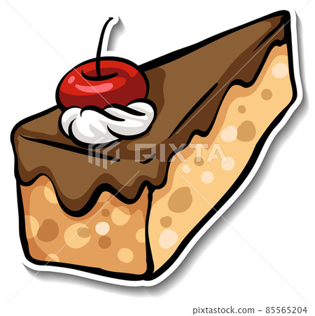 A piece of chocolate cake with cherry on the top 85565204