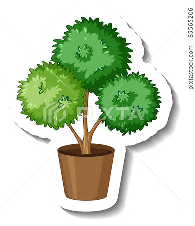 Bush tree in pot in cartoon style Bush tree in pot in cartoon style 85565206