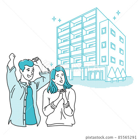 A couple rejoicing with a newly built apartment (apartment or condominium) A couple rejoicing with a newly built apartment (apartment or condominium) 85565291