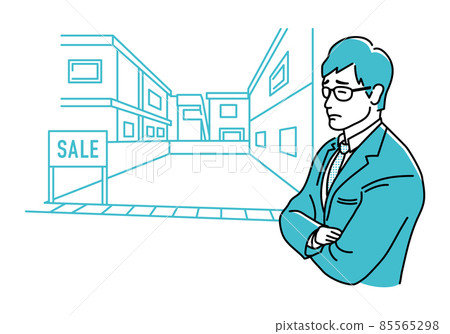 Land for sale and a melancholy business person Land for sale and a melancholy business person 85565298