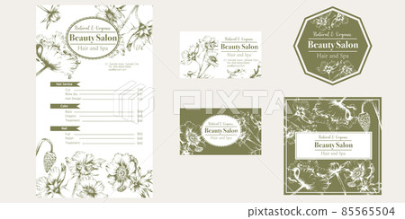 5 types of menu / card / label design set Hand-painted botanical illustration 5 types of menu / card / label design set Hand-painted botanical illustration 85565504