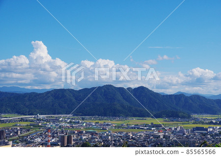 View of southeastern Fukui City from Hachimanyama Observatory in Fukui City 85565566