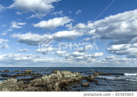 常陸那珂市沿岸的中世紀白堊紀地層海景[茨城縣] 85565803