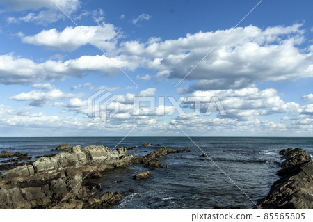常陸那珂市沿岸的中世紀白堊紀地層海景[茨城縣] 85565805